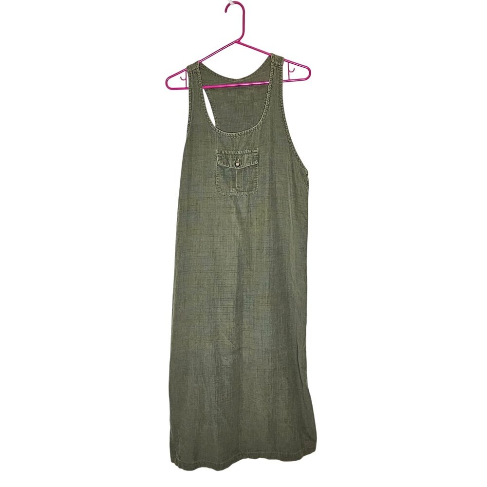 Vintage 90s Green Corduroy Jumper Dress Petite 6P Cotton Cottage‎ Indie Garden